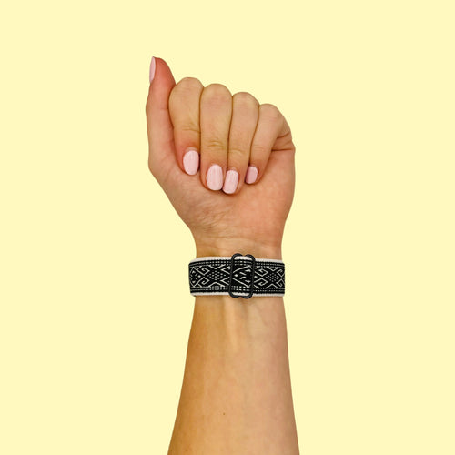 bohemian-black-white-ticwatch-gtx-watch-straps-nz-braided-loop-flex-watch-bands-aus