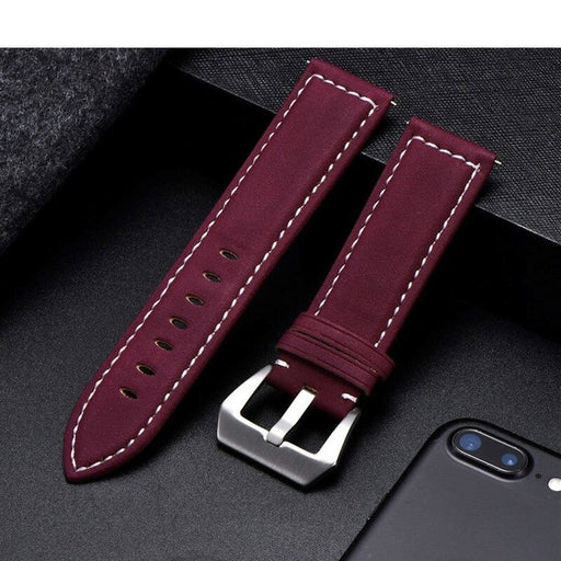 red-silver-buckle-google-pixel-watch-4-(41mm)-watch-straps-nz-retro-leather-watch-bands-aus