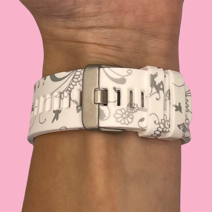 flowers-white-garmin-instinct-watch-straps-nz-pattern-silicone-watch-bands-aus