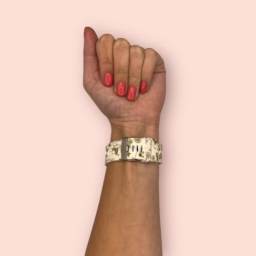 gold-flowers-garmin-quickfit-22mm-watch-straps-nz-pattern-silicone-watch-bands-aus