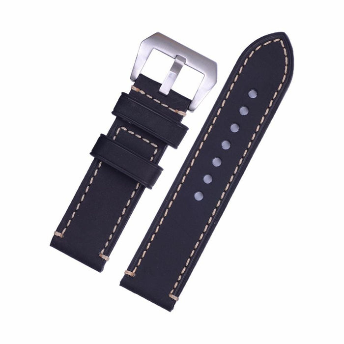 black-silver-buckle-garmin-vivoactive-3-watch-straps-nz-retro-leather-watch-bands-aus