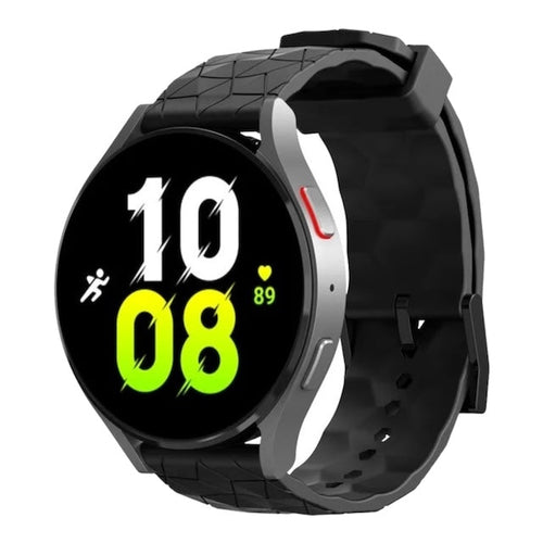 black-hex-patternsamsung-galaxy-watch-6-classic-(43mm)-watch-straps-nz-silicone-football-pattern-watch-bands-aus