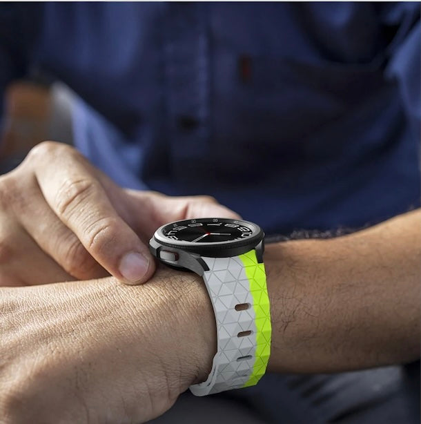 grey-green-hex-pattern-garmin-venu-4-(45mm)-watch-straps-nz-silicone-football-pattern-watch-bands-aus