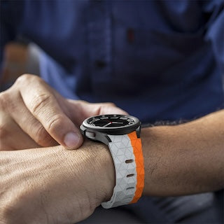 grey-orange-hex-patterngarmin-forerunner-245-watch-straps-nz-silicone-football-pattern-watch-bands-aus
