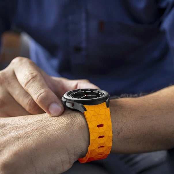 orange-hex-patternfitbit-sense-2-watch-straps-nz-silicone-football-pattern-watch-bands-aus