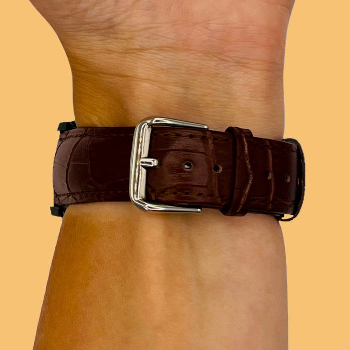 dark-brown-garmin-forerunner-165-watch-straps-nz-snakeskin-leather-watch-bands-aus