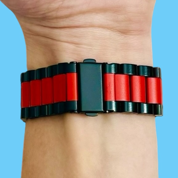 black-red-metal-ticwatch-gtx-watch-straps-nz-stainless-steel-link-watch-bands-aus