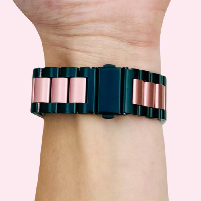 black-rose-pink-metal-xiaomi-amazfit-t-rex-ultra-watch-straps-nz-stainless-steel-link-watch-bands-aus