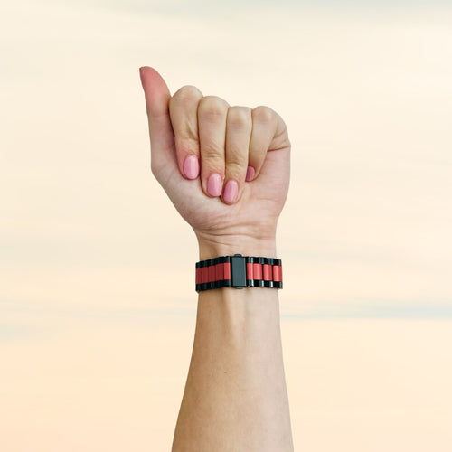 black-red-metal-ticwatch-gtx-watch-straps-nz-stainless-steel-link-watch-bands-aus
