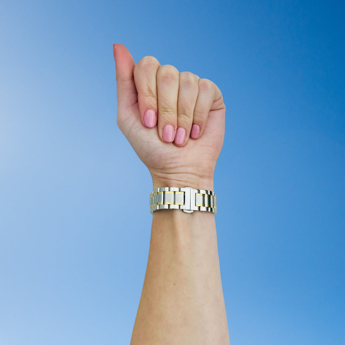 silver-gold-stripe-metal-garmin-instinct-3-(45mm)-watch-straps-nz-stainless-steel-link-watch-bands-aus