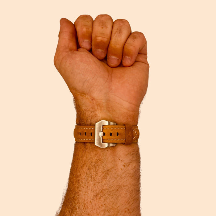 brown-silver-buckle-garmin-vivoactive-3-watch-straps-nz-retro-leather-watch-bands-aus
