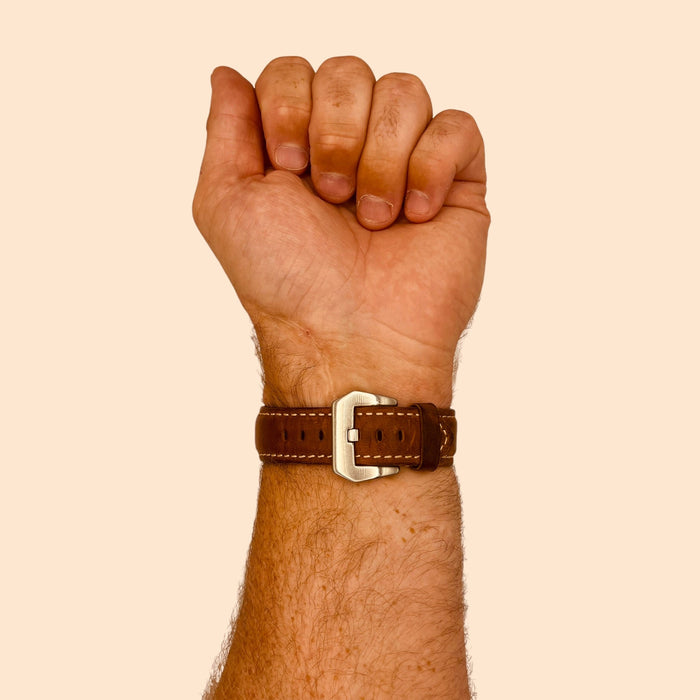 dark-brown-silver-buckle-garmin-vivomove-3-watch-straps-nz-retro-leather-watch-bands-aus