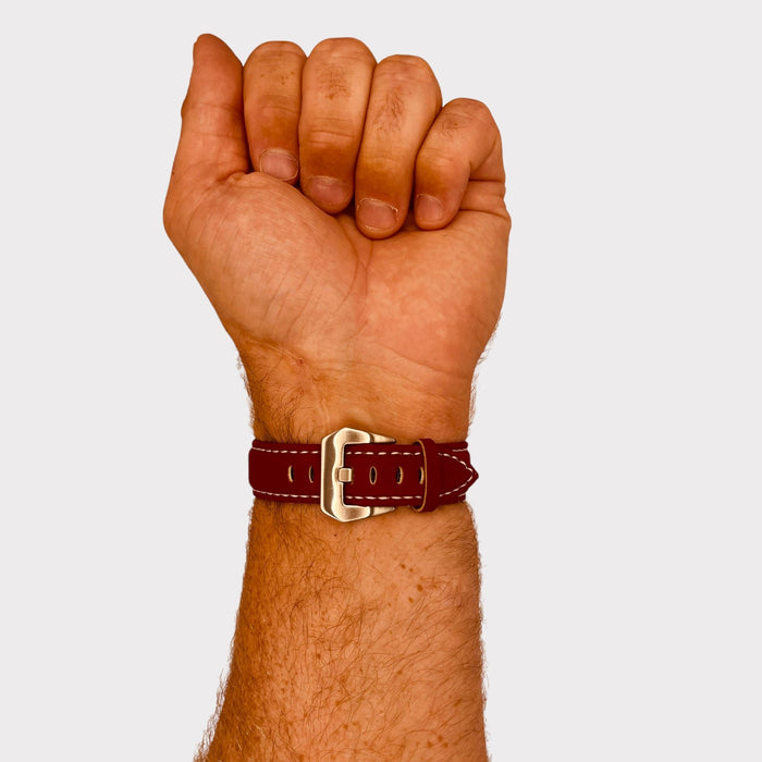 red-silver-buckle-garmin-vivoactive-3-watch-straps-nz-retro-leather-watch-bands-aus