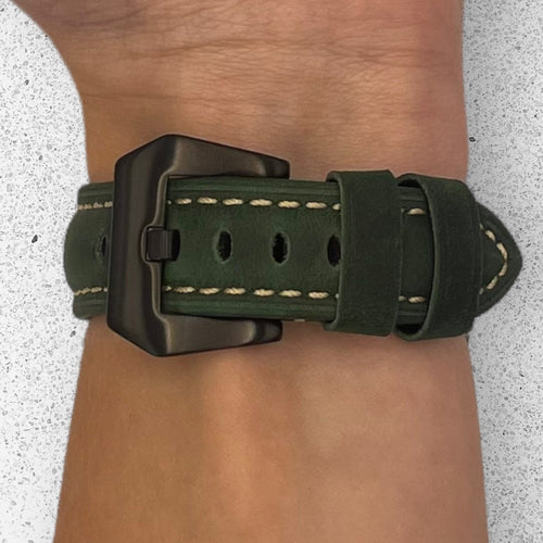 green-black-buckle-garmin-vivoactive-3-watch-straps-nz-retro-leather-watch-bands-aus