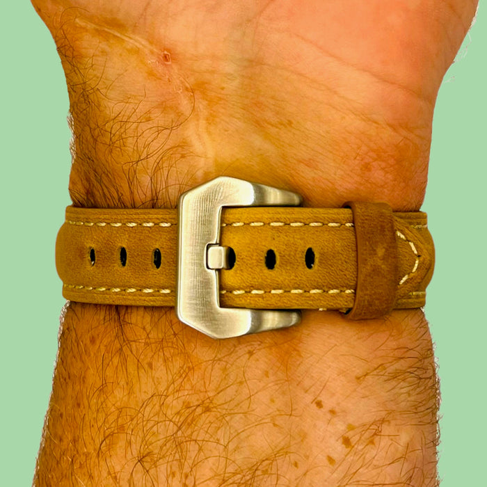 brown-silver-buckle-xiaomi-amazfit-smart-watch,-smart-watch-2-watch-straps-nz-retro-leather-watch-bands-aus