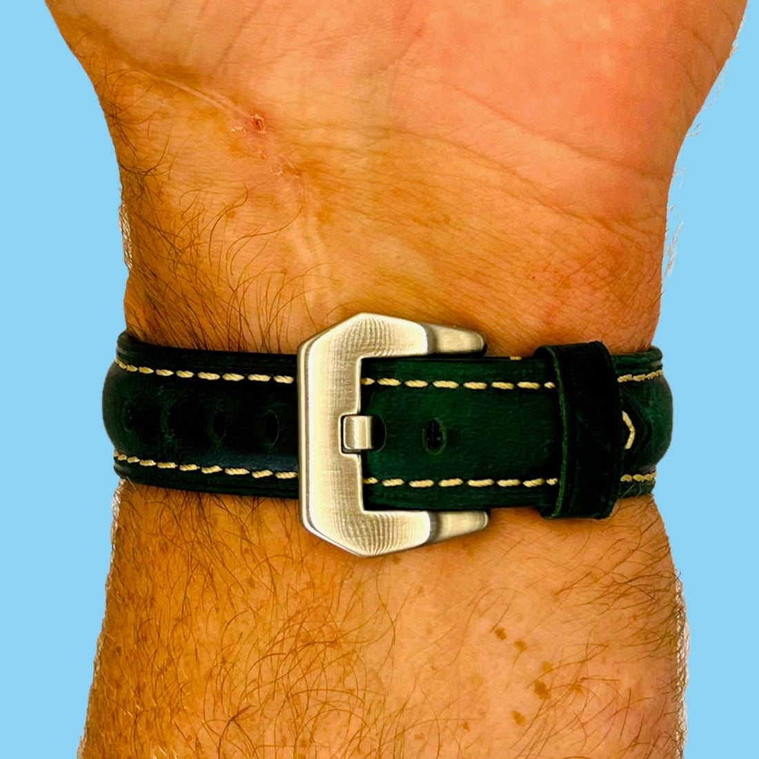 green-silver-buckle-garmin-venu-x1-watch-straps-nz-retro-leather-watch-bands-aus