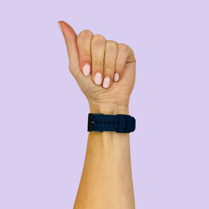 navy-blue-hex-pattern-garmin-forerunner-955-watch-straps-nz-silicone-football-pattern-watch-bands-aus