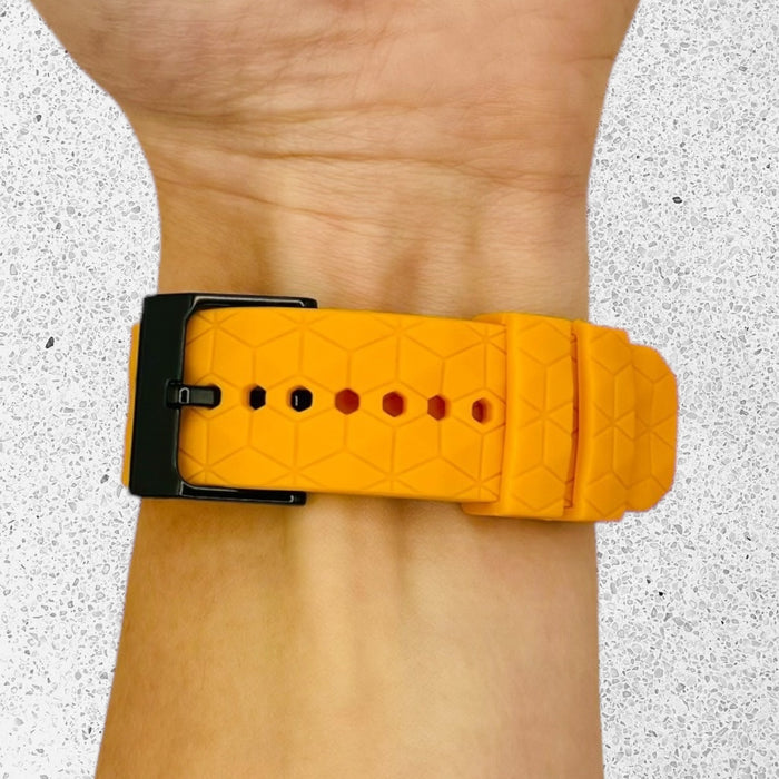 orange-hex-pattern-garmin-forerunner-570-(47mm)-watch-straps-nz-silicone-football-pattern-watch-bands-aus