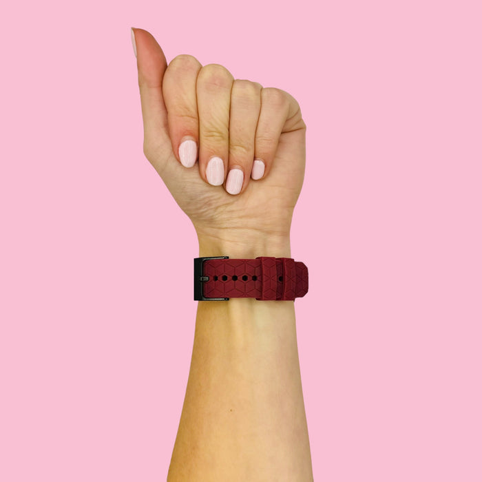 maroon-hex-pattern-garmin-approach-s44-watch-straps-nz-silicone-football-pattern-watch-bands-aus