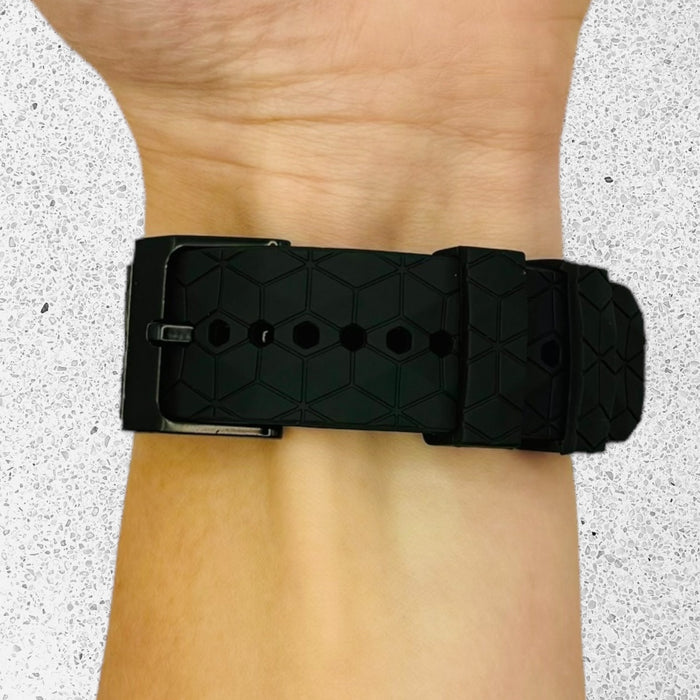 black-hex-pattern-thehorse-18mm-range-watch-straps-nz-silicone-football-pattern-watch-bands-aus