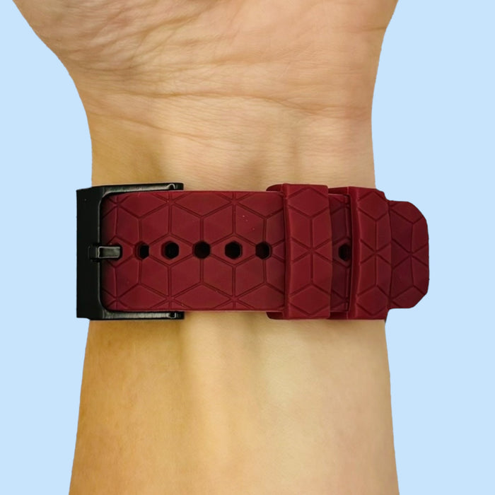 maroon-hex-pattern-garmin-descent-mk3-mk3i-(43mm)-watch-straps-nz-silicone-football-pattern-watch-bands-aus