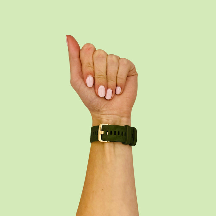 army-green-rose-gold-buckle-ticwatch-5-pro-watch-straps-nz-silicone-rose-gold-buckle-watch-bands-aus