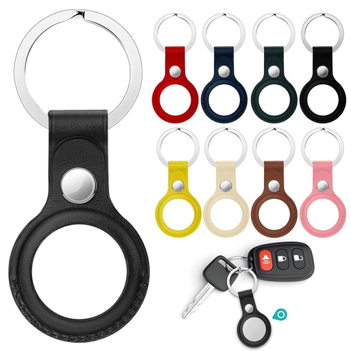 Black Leather Key Chain Cases compatible with Apple Airtags NZ