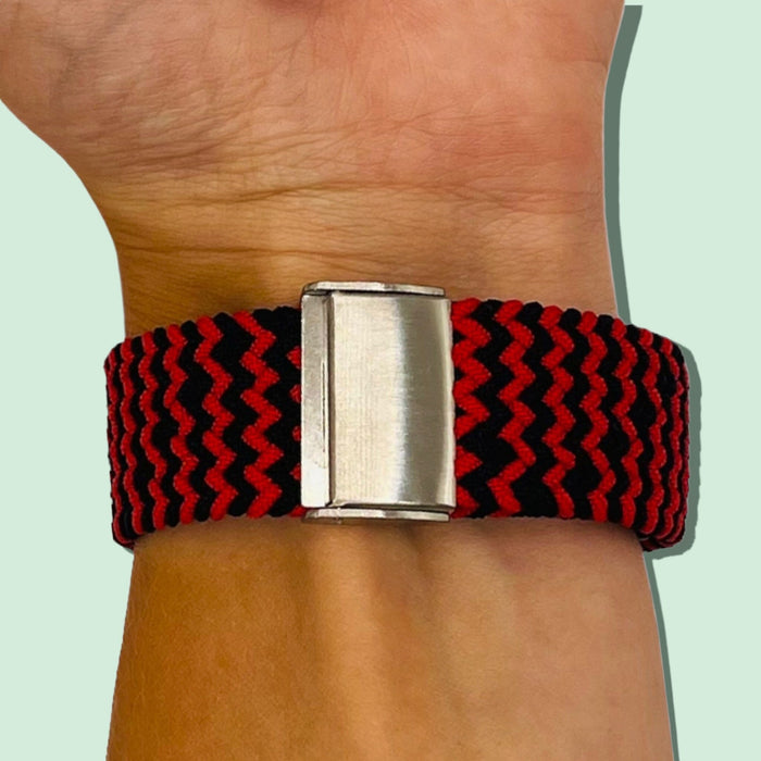black-red-zig-moto-360-for-men-(2nd-generation-42mm)-watch-straps-nz-nylon-braided-loop-watch-bands-aus