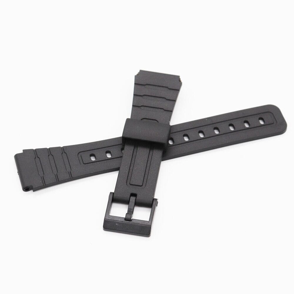 Black Buckle Silicone Watch Straps Compatible with the Casio F Range - F91 and more NZ