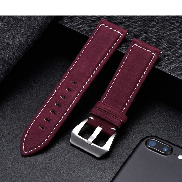 red-silver-buckle-garmin-forerunner-965-watch-straps-nz-retro-leather-watch-bands-aus