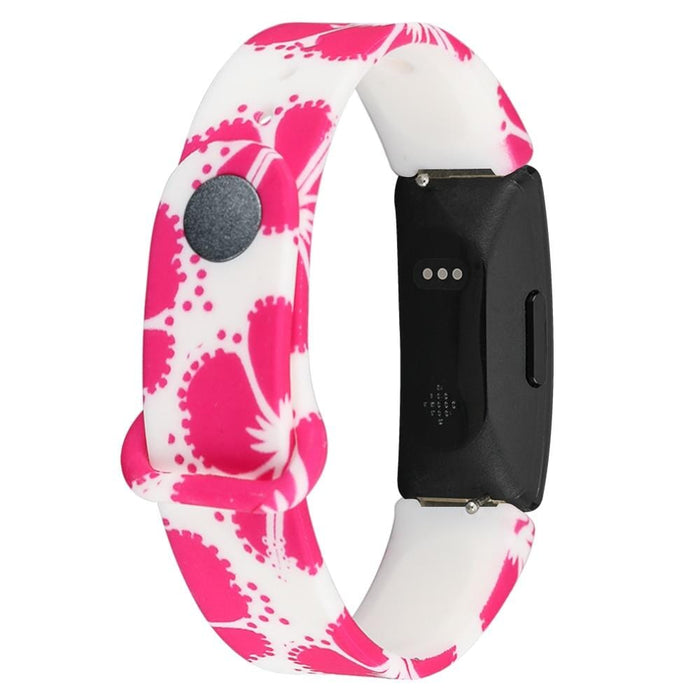 Pink Silicone Patterned Watch Straps Compatible with the Fitbit Ace 2 NZ