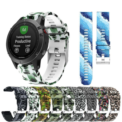 white-swirl-garmin-forerunner-955-watch-straps-nz-pattern-silicone-watch-bands-aus