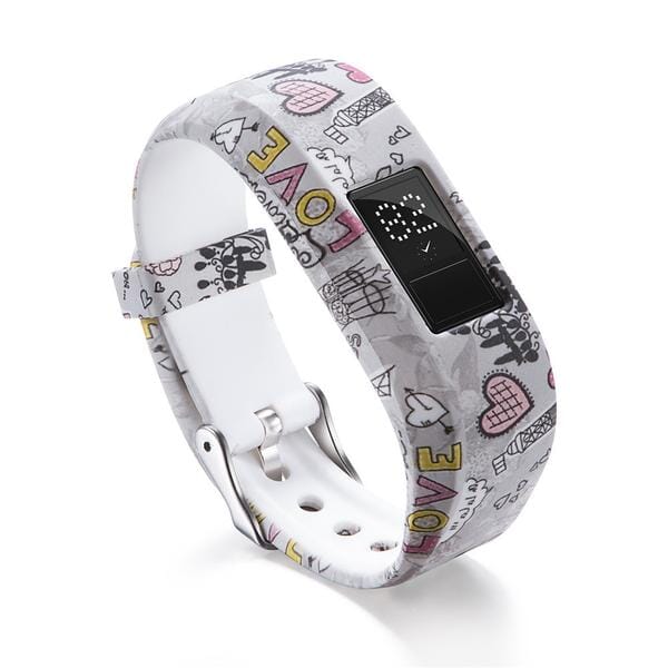 1 - Black Fretwork with Red Rose Garmin Vivofit 3 & JR/JR2 Silicone Colourful Pattern Watch Straps NZ