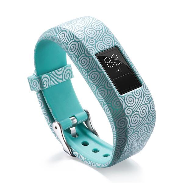 8 - Purple Flowers on White Background Garmin Vivofit 3 & JR/JR2 Silicone Colourful Pattern Watch Straps NZ