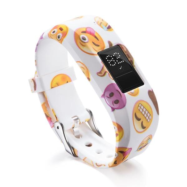 3 - Flowers on a White Background Garmin Vivofit 3 & JR/JR2 Silicone Colourful Pattern Watch Straps NZ