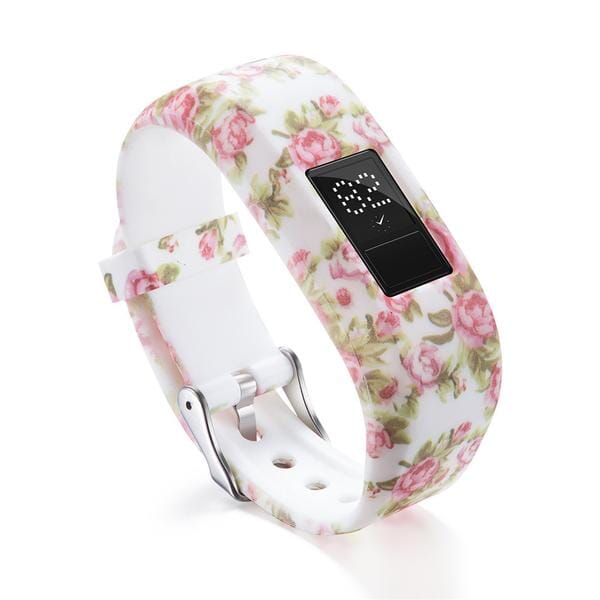 3 - Flowers on a White Background Garmin Vivofit 3 & JR/JR2 Silicone Colourful Pattern Watch Straps NZ