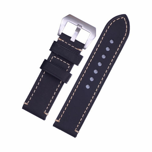 black-silver-buckle-garmin-forerunner-965-watch-straps-nz-retro-leather-watch-bands-aus
