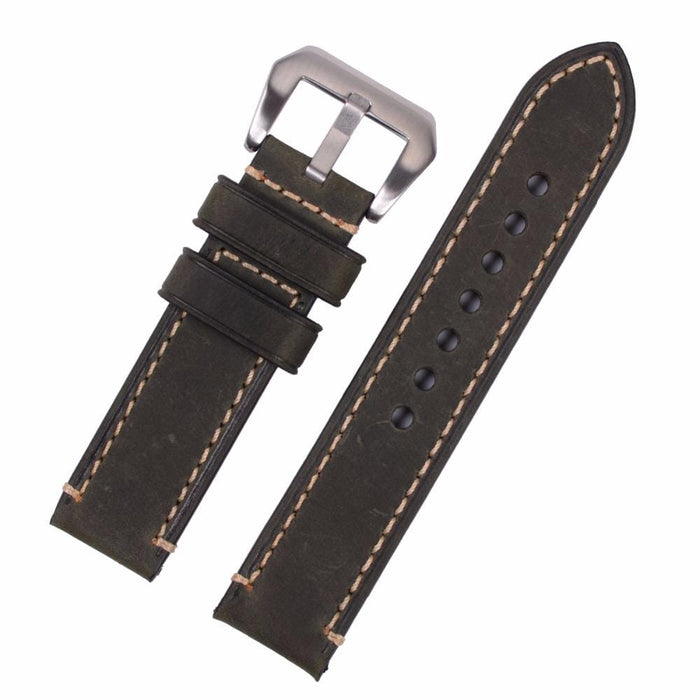 green-silver-buckle-garmin-quatix-6x-watch-straps-nz-retro-leather-watch-bands-aus