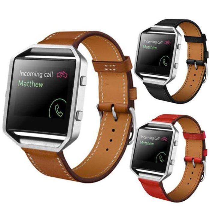 Blue Replacement Leather Watch Straps compatible with the Fitbit Blaze NZ