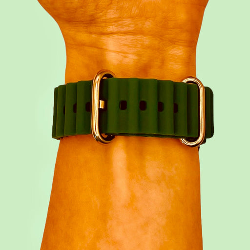 army-green-ocean-bands-samsung-galaxy-watch-5-(40-44mm)-watch-straps-nz-ocean-band-silicone-watch-bands-aus