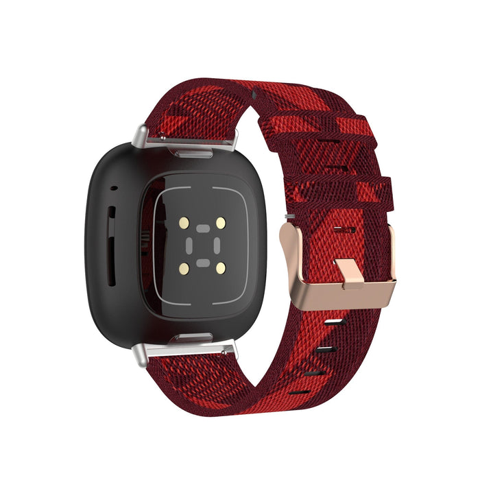 red-pattern-fitbit-charge-4-watch-straps-nz-canvas-watch-bands-aus