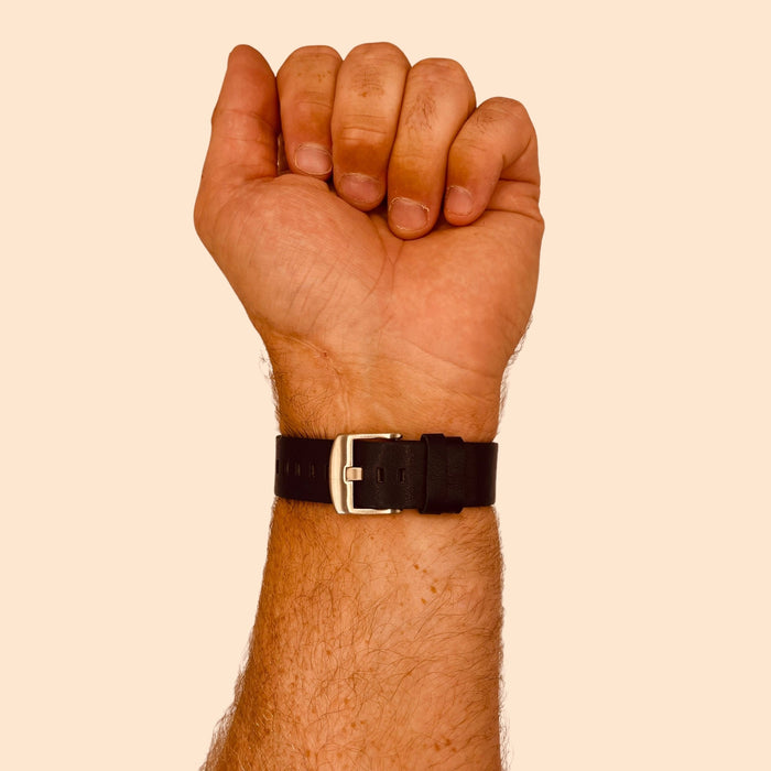black-silver-buckle-garmin-forerunner-945-watch-straps-nz-leather-watch-bands-aus