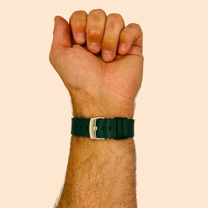 green-silver-buckle-samsung-galaxy-watch-5-(40-44mm)-watch-straps-nz-leather-watch-bands-aus