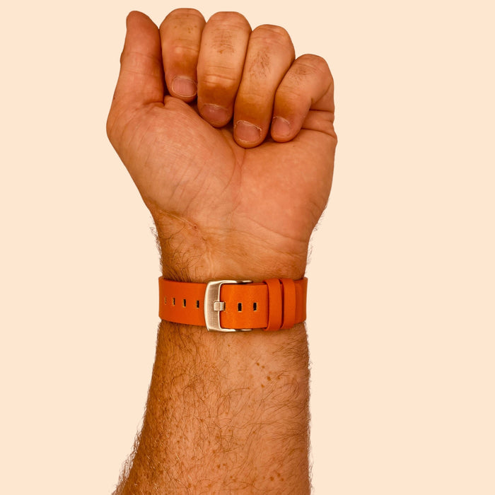 orange-silver-buckle-huawei-watch-2-pro-watch-straps-nz-leather-watch-bands-aus
