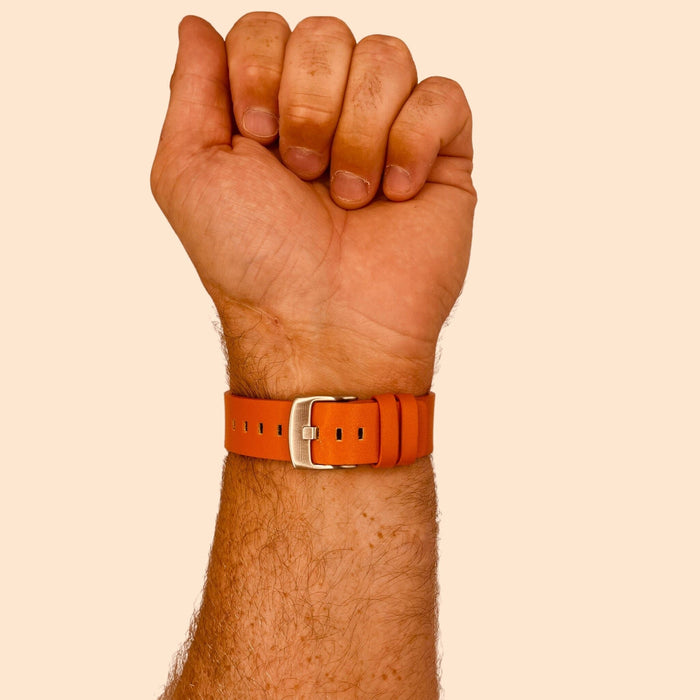 orange-silver-buckle-samsung-galaxy-watch-5-(40-44mm)-watch-straps-nz-leather-watch-bands-aus