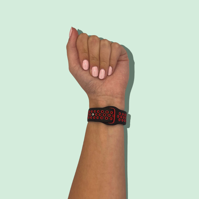 black-red-ticwatch-5-pro-watch-straps-nz-silicone-sports-watch-bands-aus