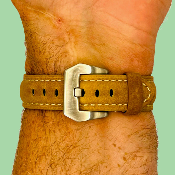 brown-silver-buckle-ticwatch-e-c2-watch-straps-nz-retro-leather-watch-bands-aus