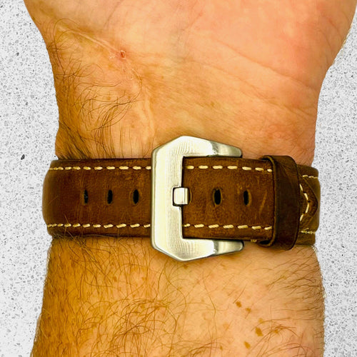 dark-brown-silver-buckle-huawei-honor-magic-watch-2-watch-straps-nz-retro-leather-watch-bands-aus