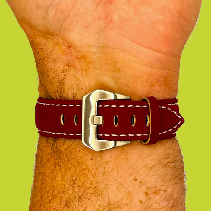 red-silver-buckle-samsung-galaxy-watch-5-(40-44mm)-watch-straps-nz-retro-leather-watch-bands-aus