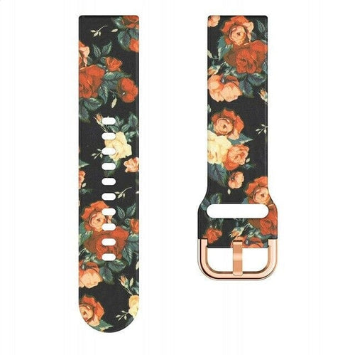 flowers-black-huawei-honor-s1-watch-straps-nz-pattern-straps-watch-bands-aus